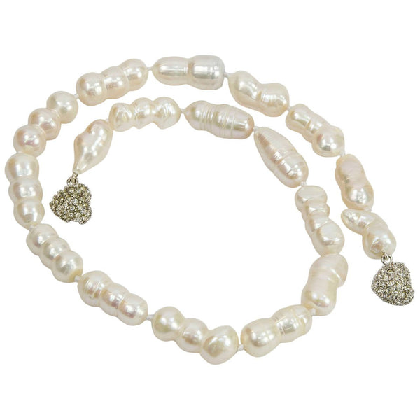 Striking Large White Baroque Freshwater Pearl Necklace
