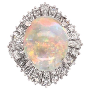 5.82 Ct White Opal Diamond Platinum Ballerina Cocktail Ring