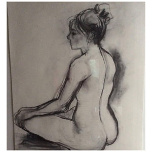 ‘Meditation’ Charcoal on Paper Nude Fiona MacPherson