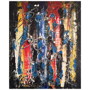 ‘Nighttime in Roppongi’ Acrylic Mixed-Media on Canvas Abstract Painting
