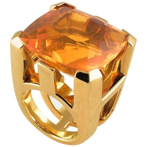 37 Carat Fire Opal Gold Cocktail Ring Tony Duquette Fine Jewelry