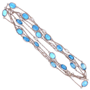 25 Carat Aquamarine Gemstone Platinum Link Necklace Fine Estate Jewelry
