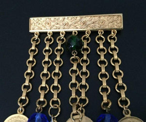 Vintage SIGNED BEN-AMUN Dangling Link Coin Brooch Pin Estate Jewelry