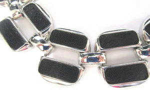 Vintage Christian Dior Black Accent Silver Chain Link Necklace Estate Find