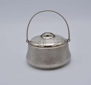 Unique Wood and Hughes 3-Piece Sterling Silver Japaneseque Basket-Weave Tea Set