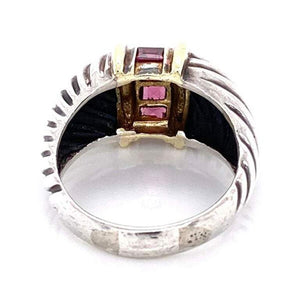 David Yurman Purple Garnet Gold and Sterling Ring Fine Estate Jewelry