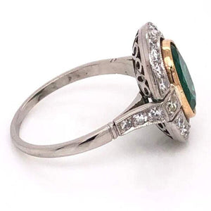 2.70 Carat Emerald Diamond Art Deco Style Platinum Engagement Ring