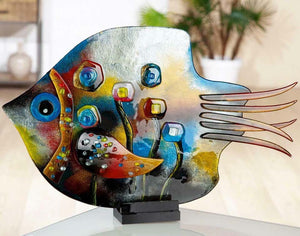Magnificent Large Abstract Art Glass Multi-Color Fish Statement Sculpture