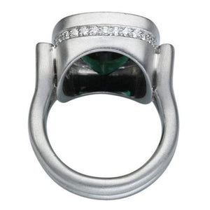 8.50 Carat Cushion Cut Green Tourmaline Diamond Ring Estate Fine Jewelry