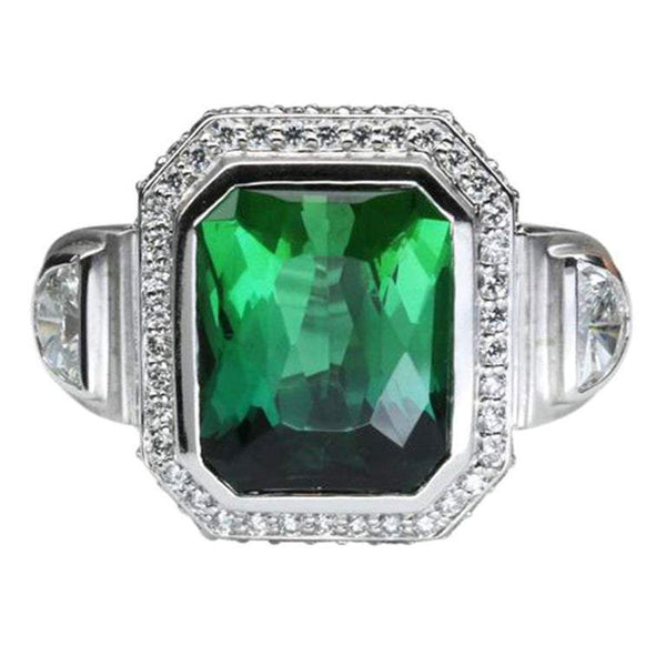 10.81 Carat Cushion Cut Green Tourmaline Gold Statement Ring Estate Fine Jewelry