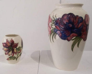 Vintage Moorcroft Pottery Vase in the Clematis Flowers Pattern Estate England