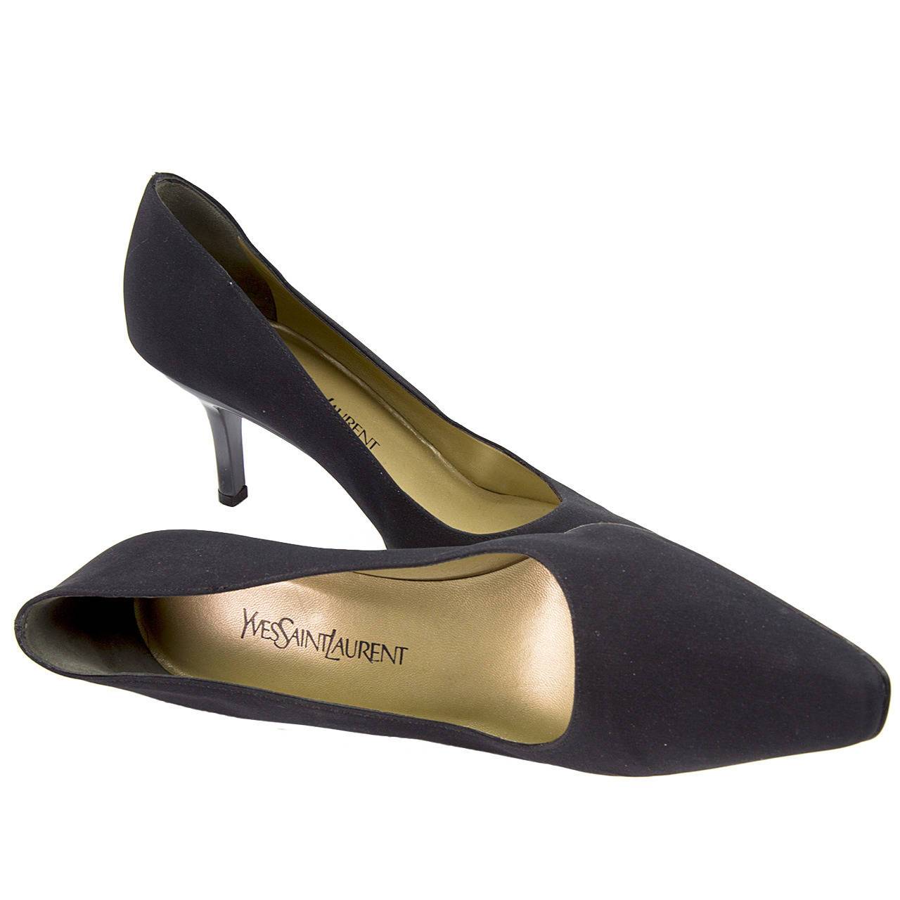 Yves Saint Laurent Shoes Black Shantung Silk Pumps Size 39.5 Italy - Coach  Luxury