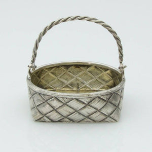 Antique Russian Silver Faux  Wicker Basket, circa 1896-1907