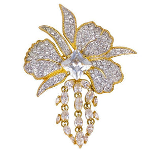 Nolan Miller Pave CZ Crystal Floral Brooch Pin