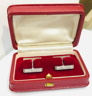Vintage Cartier Paris Diamond Gold Cufflinks Estate Fine Jewelry