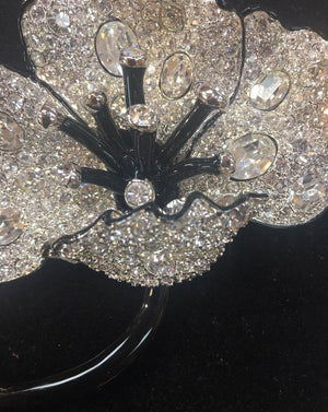 KJL Kenneth Lane Pave Diamanté Flower Couture Brooch Pin