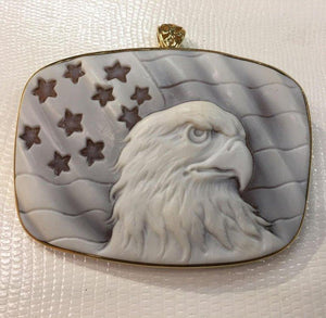 Magnificent Large American Eagle Cameo Heirloom Quality Pin Brooch Pendant