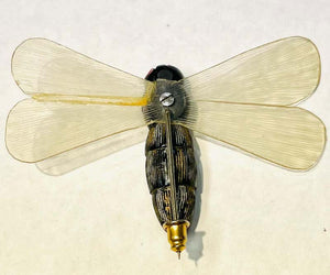 Art Deco Celluloid Dragonfly Insect Brooch Pin