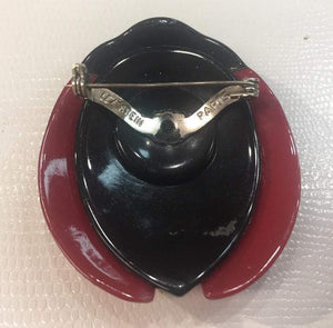 Pair of Red & Cream Black Ladybug Lea Stein Ladybird Brooch Pins Estate Jewelry