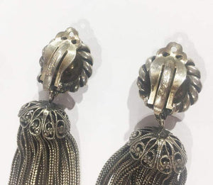 Vintage Signed Schiaparelli Tassel Earrings and Silk Scarf Estate Finds