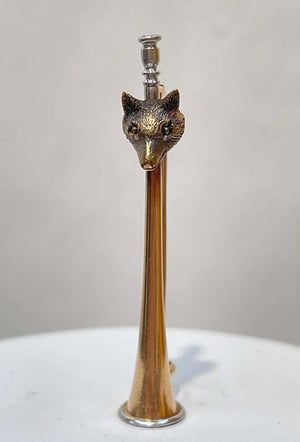 Fox and the Trombone Gold Antique Brooch Pin Estate Fine Jewelry
