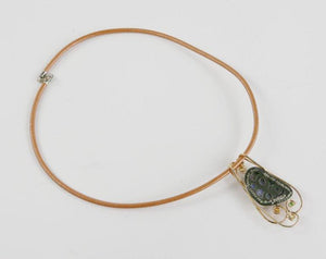 Fire Agate Sapphire Tsavorite Heirloom Quality Gold Pendant Necklace