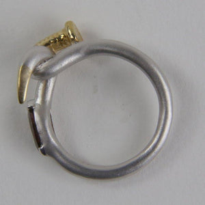 Vintage Garnet Screw Ring 14K Gold Accents Sterling Silver Estate Fine Jewelry