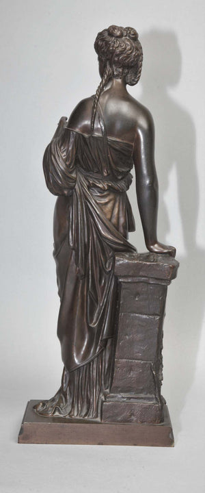 Antique Bronze Female Sculpture by Eugene Antoine Aizelin, 19th Century, France