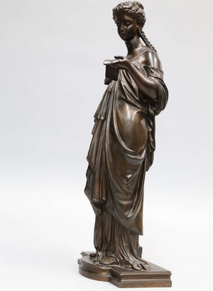 Antique Bronze Female Sculpture by Eugene Antoine Aizelin, 19th Century, France