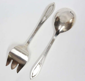 Carl Poul Petersen Sterling Silver Fork and Spoon Blossom Corn Flower Servers