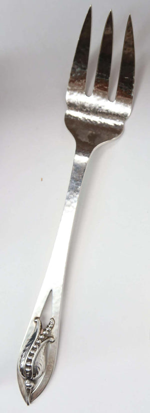 Carl Poul Petersen Sterling Silver Blossom Corn Flower Fork and Spoon Servers