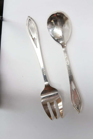 Carl Poul Petersen Sterling Silver Blossom Corn Flower Fork and Spoon Servers