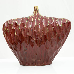 Large Modernist Art Pottery Stoneware Drip Glazed Vase Vessels