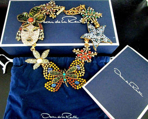 Authentic Designer Geisha Butterfly Necklace Oscar De La Renta Original in Box