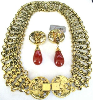 Designer Beaded Necklace and Earring Set by Gianni De Liguoro Italy