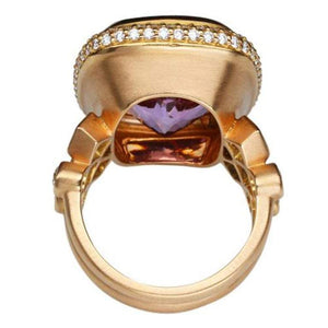 17.65 Carat Cushion Cut Kunzite Diamond Statement Ring Estate Fine Jewelry