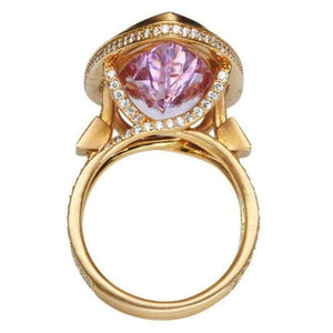 19.15 Carat Pink Kunzite Diamond Ruby Ring Estate Fine Jewelry