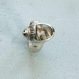 Estate Walter Schluep Ladybug Abalone Gemstone Sterling Silver Heirloom Ring