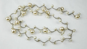 Long and Elegant faux Pearl Braided Wire Necklace