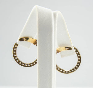 Circle of Diamonds Gold Hoop Earrings