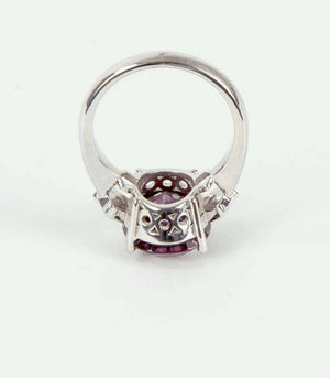 7.37 Carat Cushion Cut Garnet Diamond Gold Engagement Ring