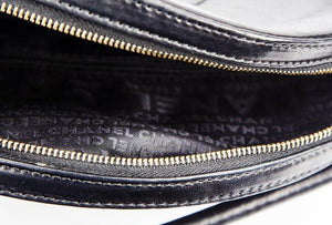 Chanel Round Black Logo Quilted Top Handle Leather Handbag New Unworn