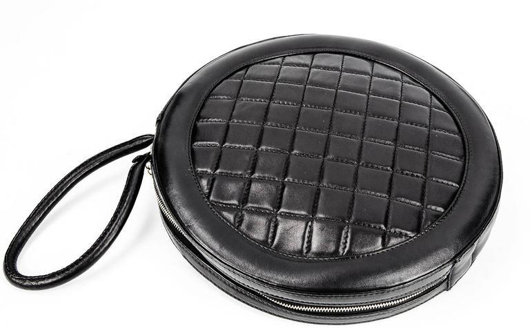 CHANEL Patent Quilted Top Handle Lunch Box Carryall Shoulder Bag Black  738680