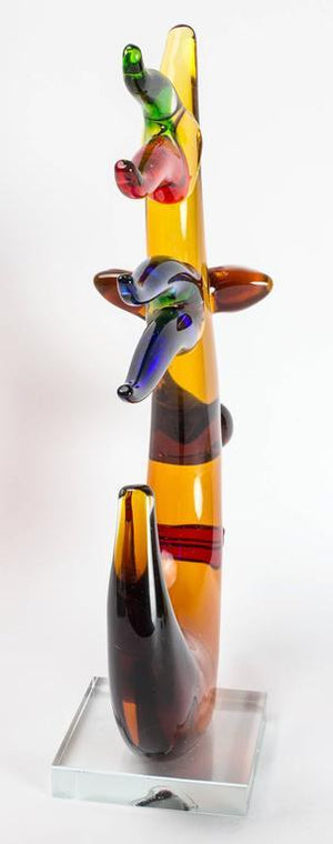 Exceptional Multi Sommerso Picasso Style Abstract Face Art Glass Sculpture