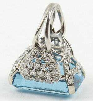 Estate 40 Carat Aquamarine Diamond Platinum Heirloom Ring