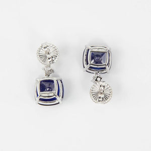 Stunning Faux Diamond and Blue Sapphire Drop Statement Earrings