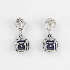Amazing Faux Diamond and Faux Blue Sapphire Drop Statement Earrings