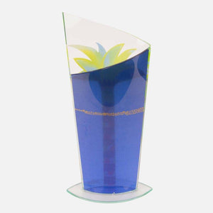 Mid-Century Modern Glass Handkerchief Vase Hand-Painted Palm Tree Design