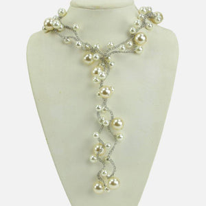 Estate Long White Faux Pearl Sautoir Vintage Statement Necklace