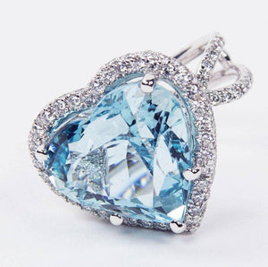 Coach House 29.60 Carat Heart Shaped Aquamarine Diamond Gold Ring